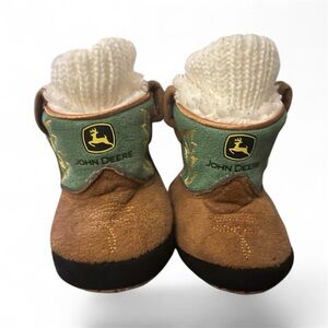 John Deere Brown Baby Booties. Tractor Soft Cowboy Boots. Farming/ Winter wear.